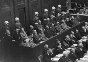 Nazi war criminals in the dock at Nuremberg, 1946